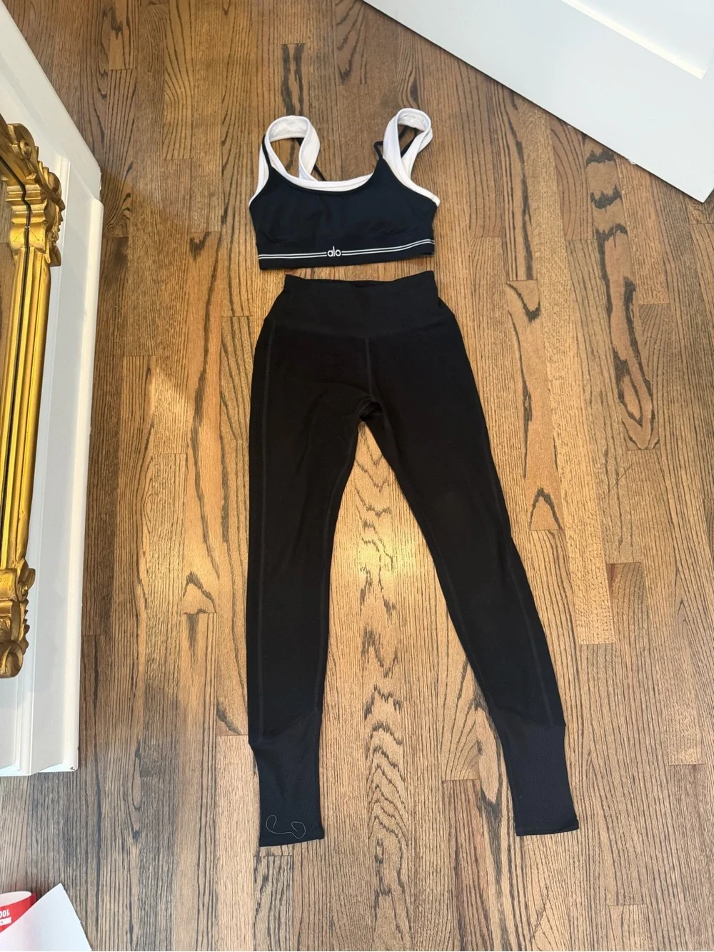 ALO Yoga Black & White Scoop Sports Bra